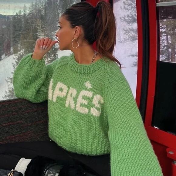 Pink Lily Après Lime Green Chunky Knit Sweater Size Small - Picture 1 of 7